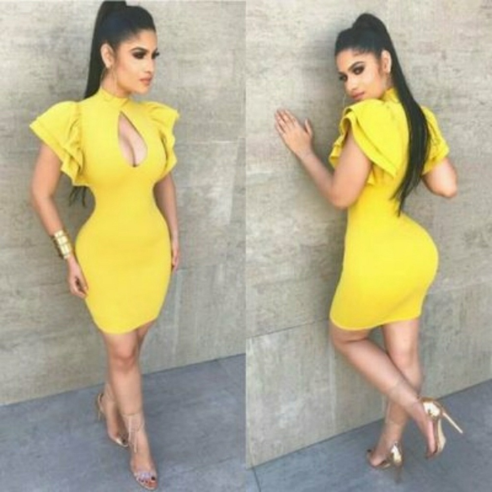 Yellow tear drop bodycon